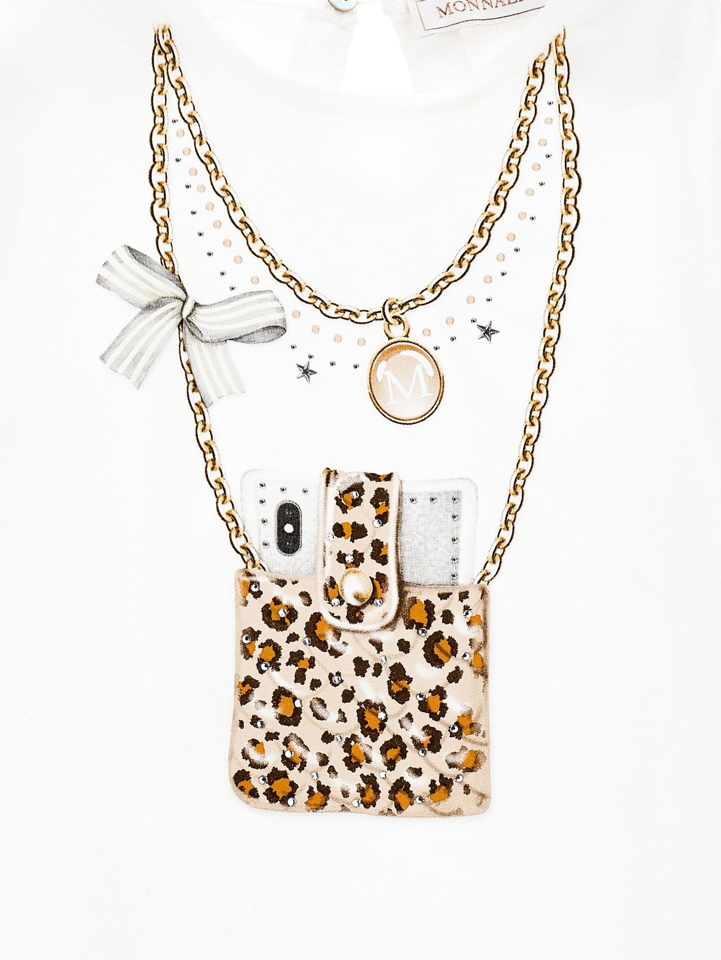 Maxi long-sleeved t-shirt with cell phone holder print