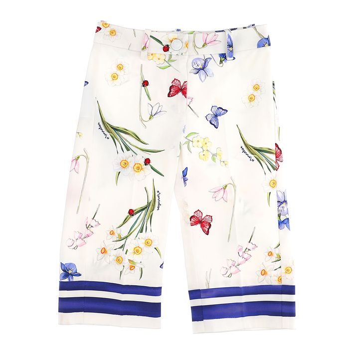 Cropped pants in printed ottoman