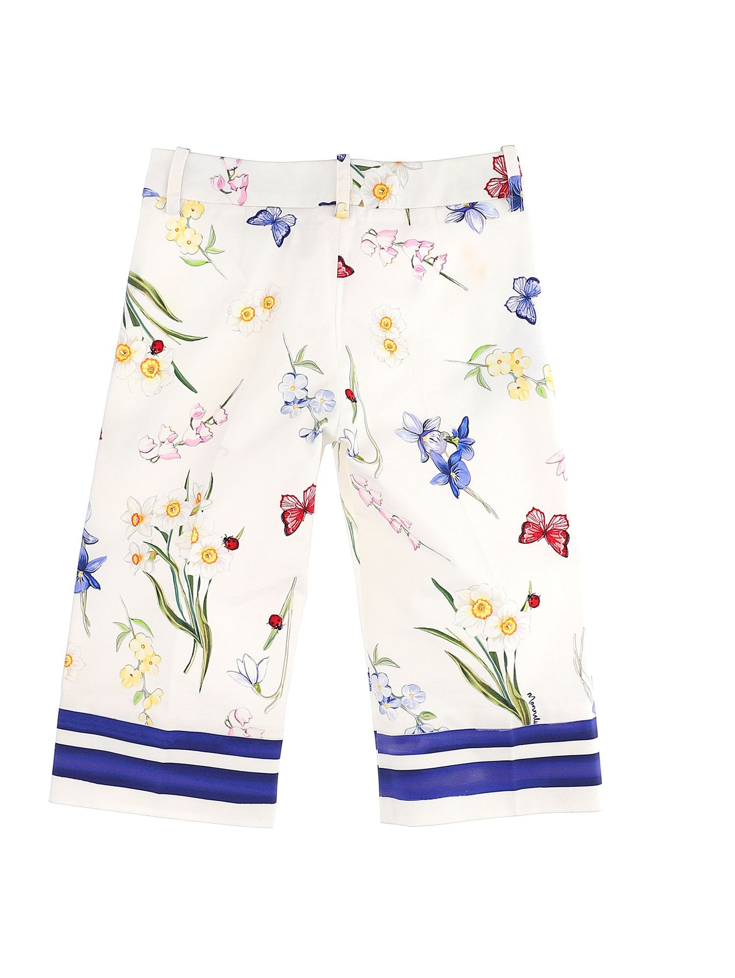 Cropped pants in printed ottoman