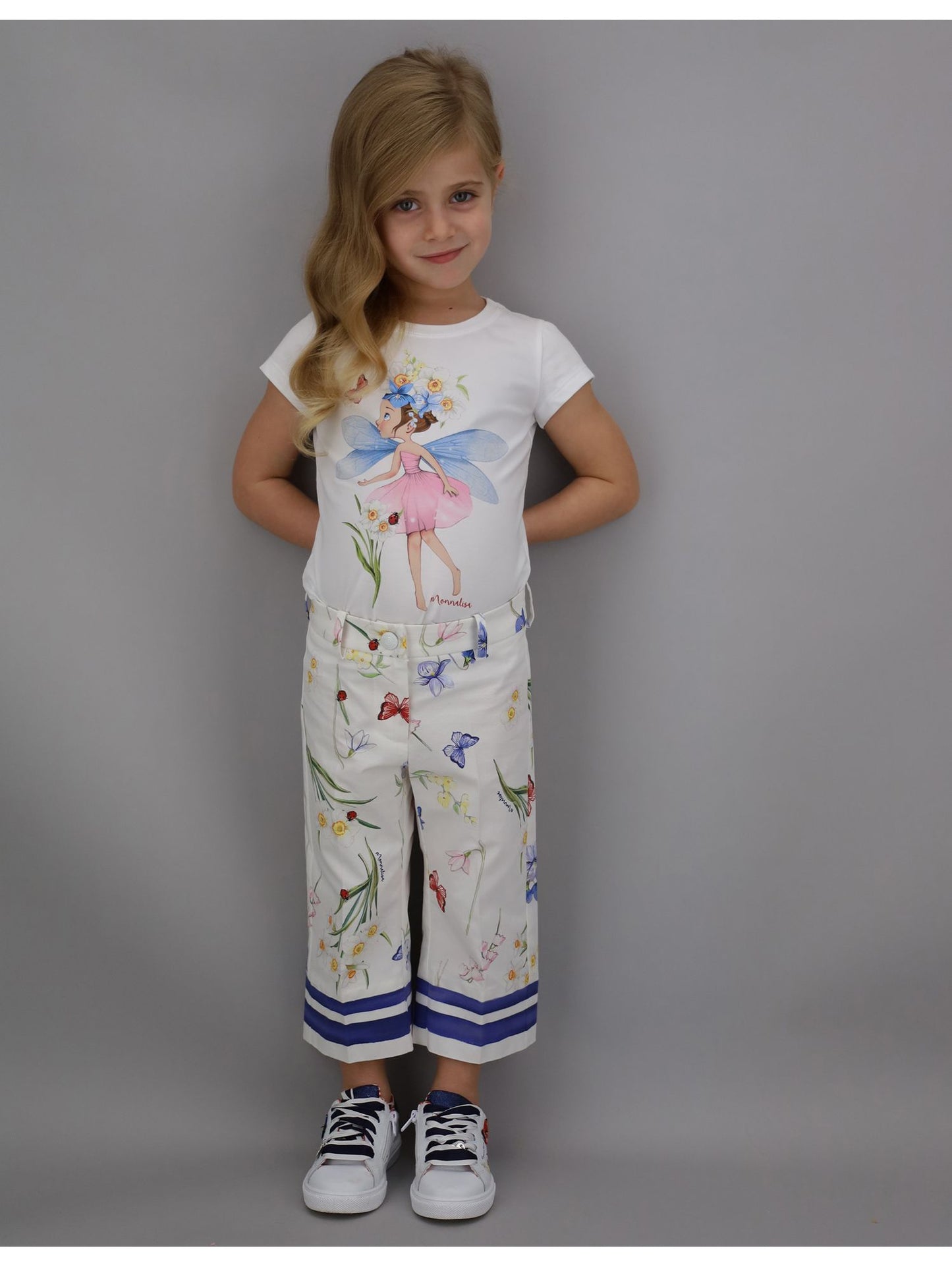 Cropped pants in printed ottoman