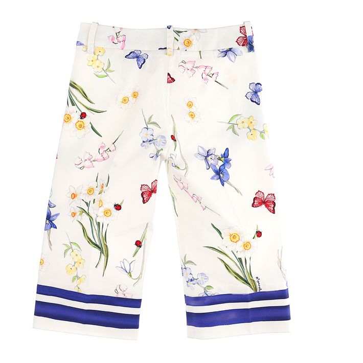 Cropped pants in printed ottoman