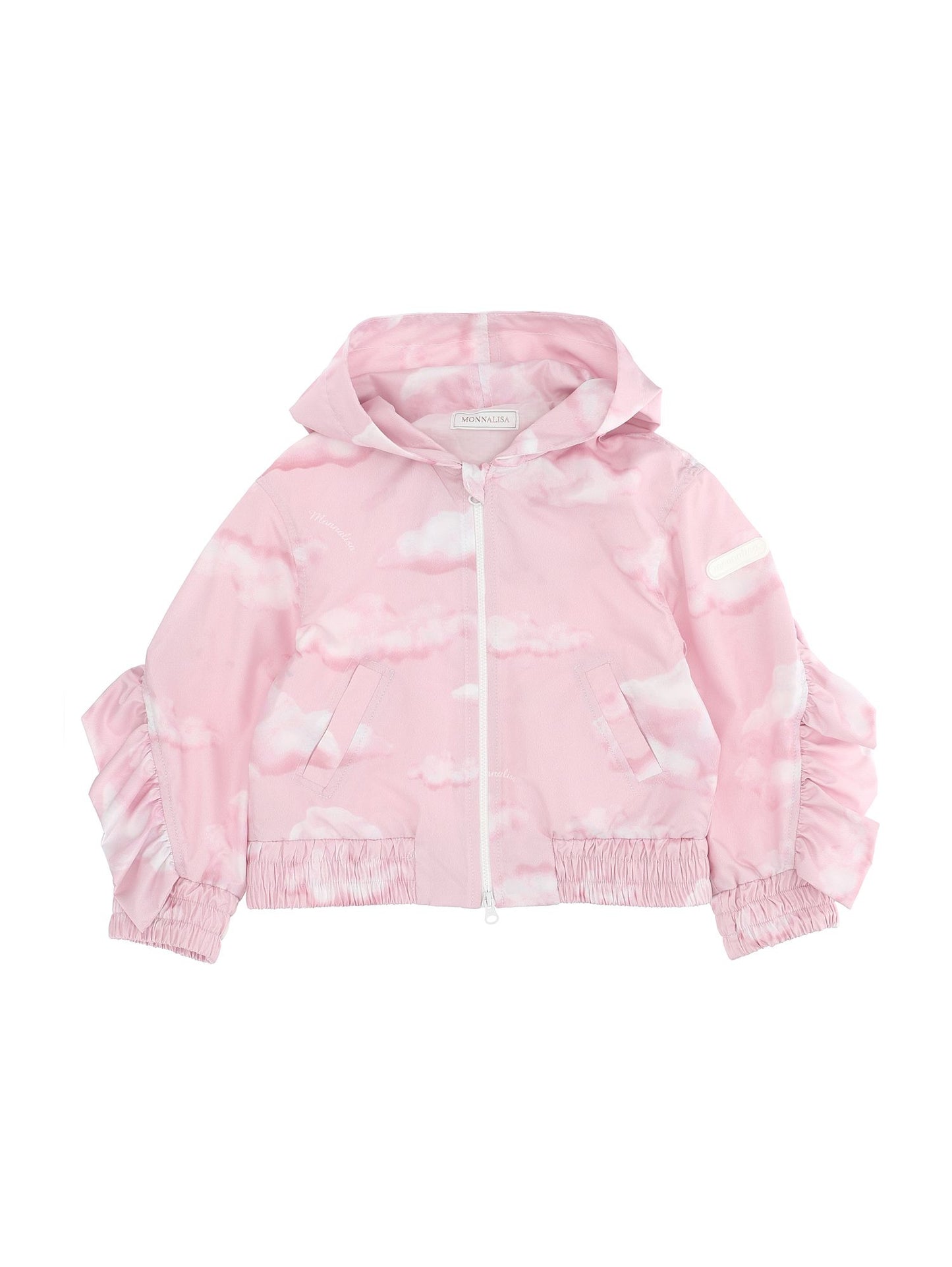 Windproof technical fabric jacket with cloud print