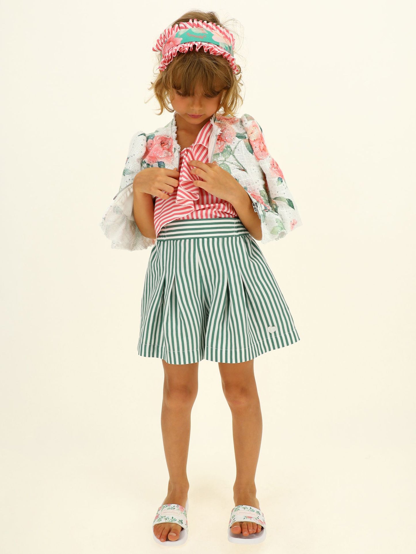 Rose print ruffled jacket