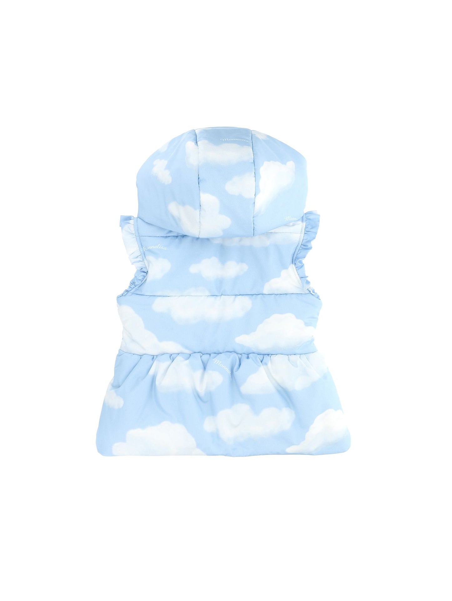 Windproof technical fabric vest with cloud print