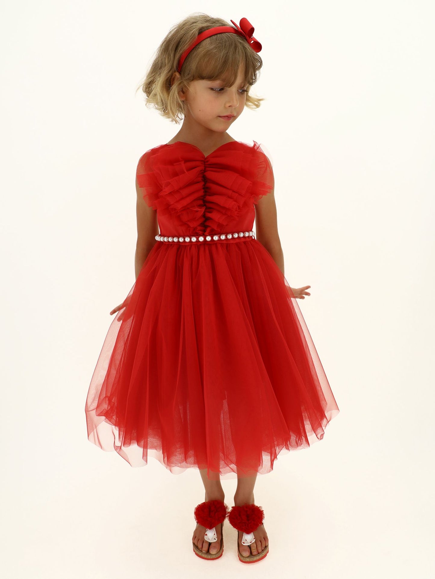 Hand silk tulle dress heart