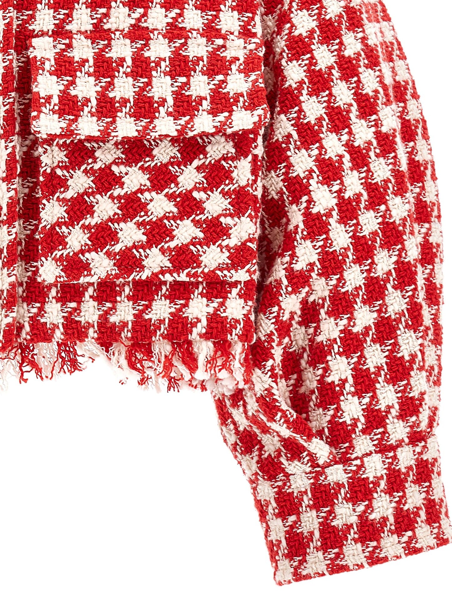 Fringed houndstooth jacket