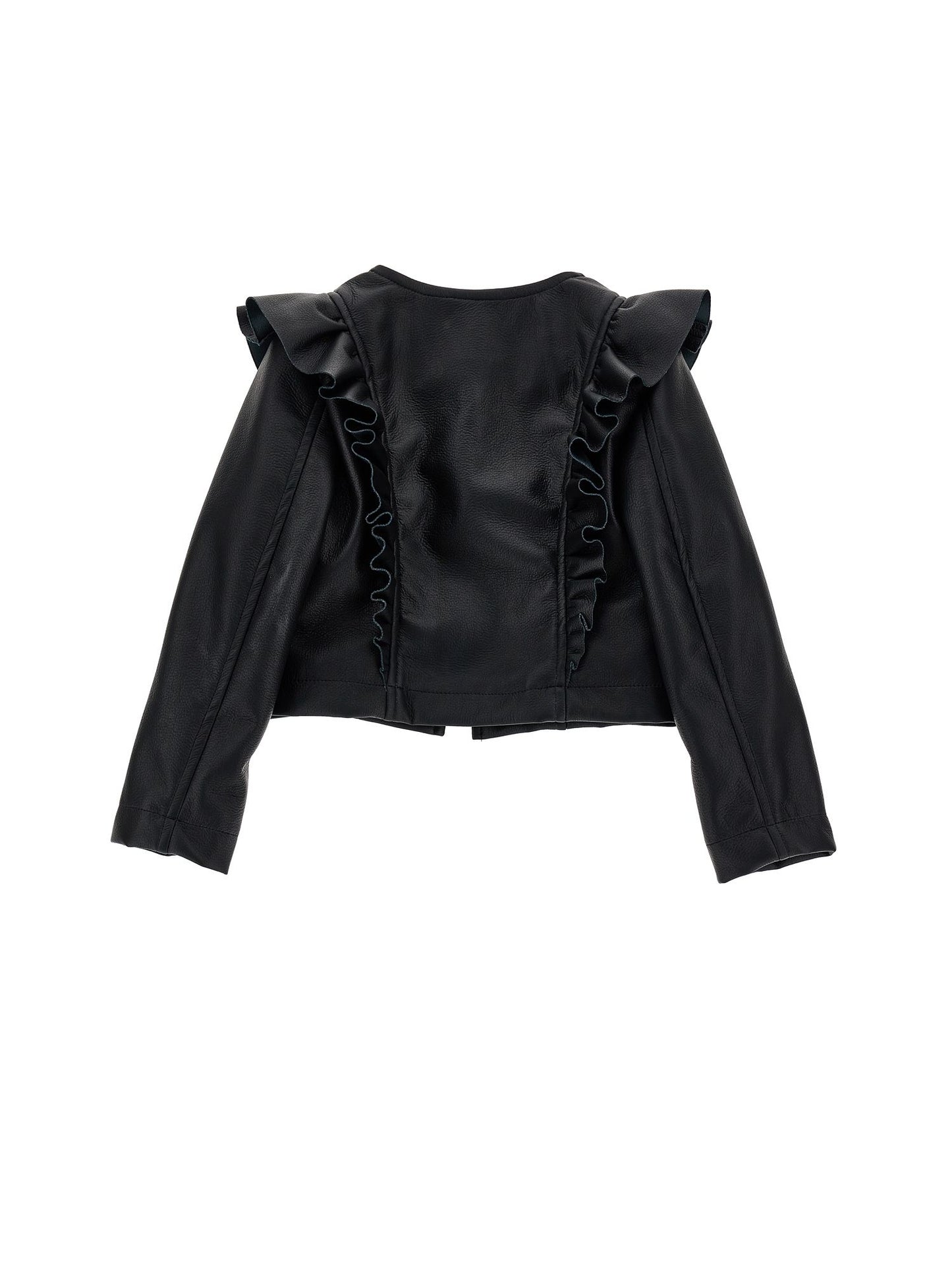 Coated fabric jacket with ruffles