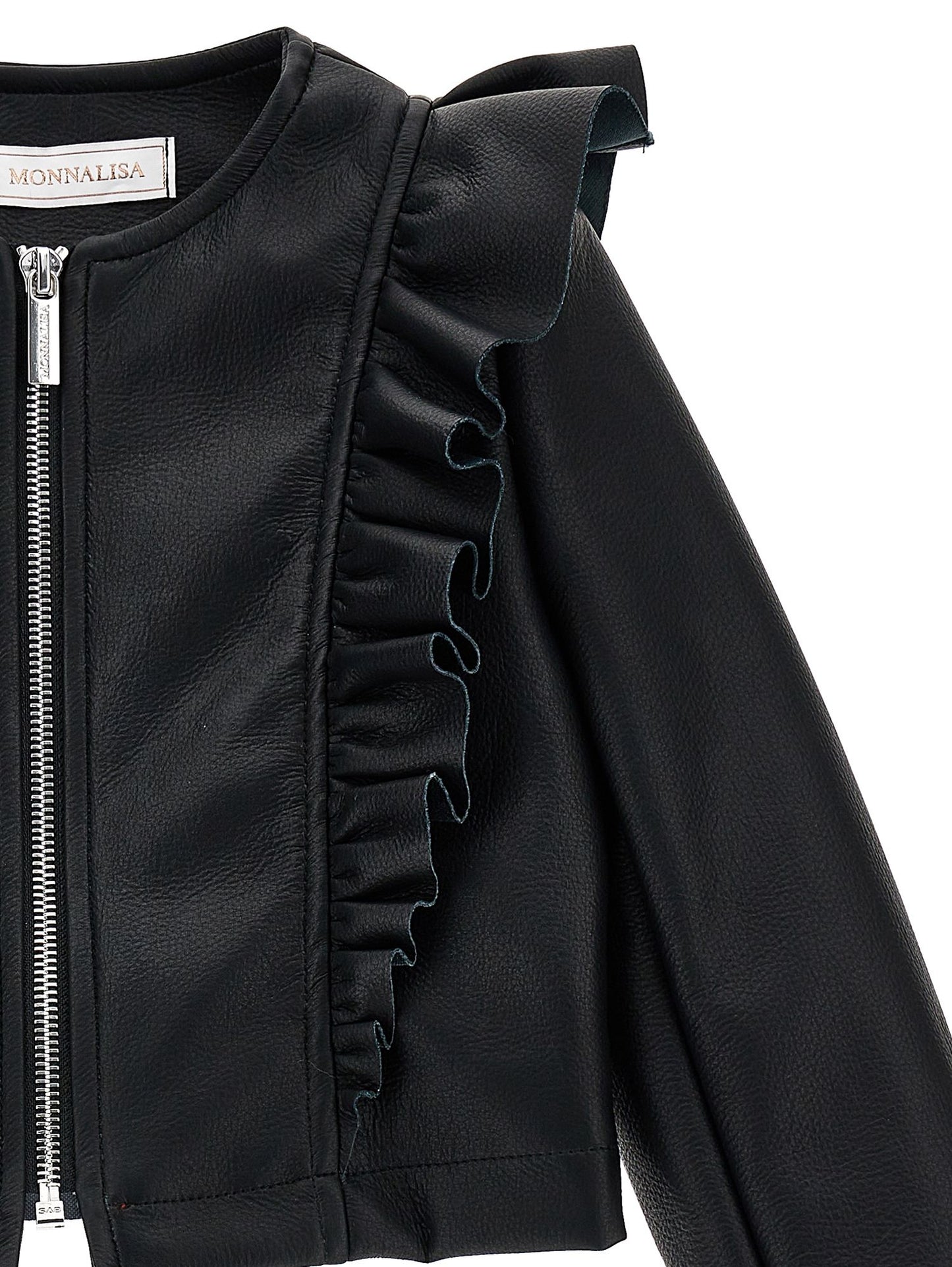 Coated fabric jacket with ruffles