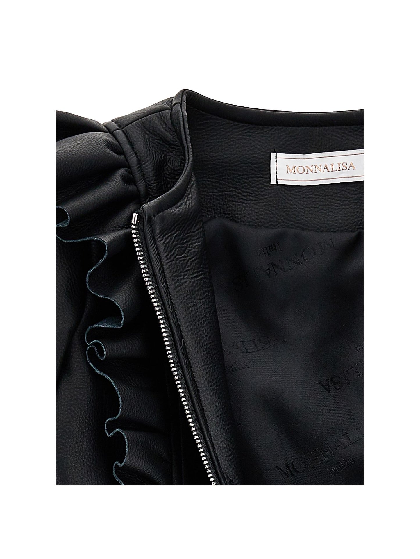 Coated fabric jacket with ruffles