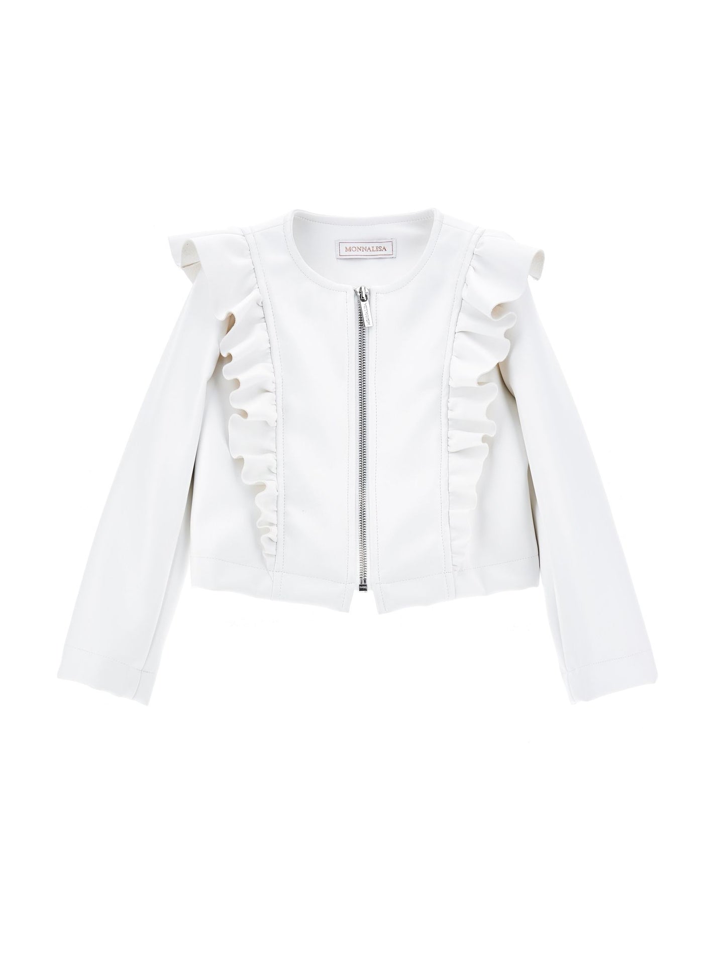 Coated fabric jacket with ruffles