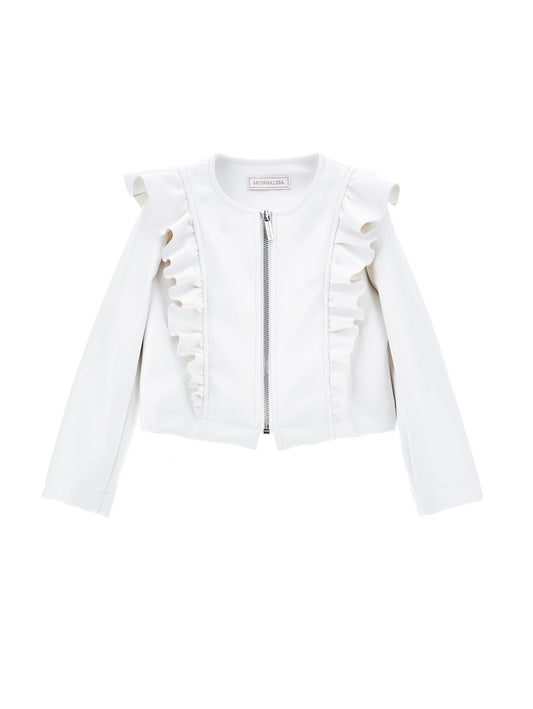 Coated fabric jacket with ruffles