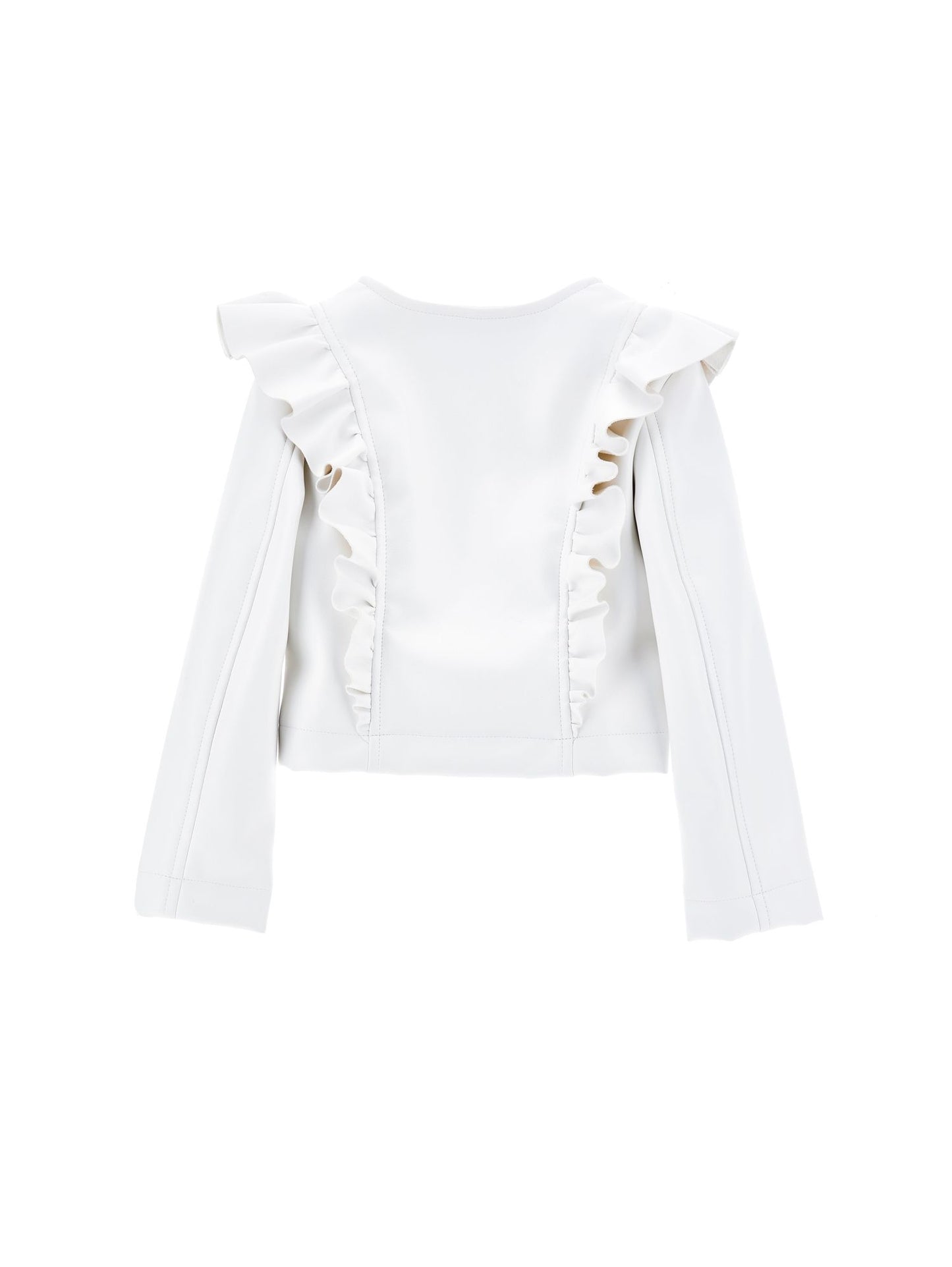 Coated fabric jacket with ruffles