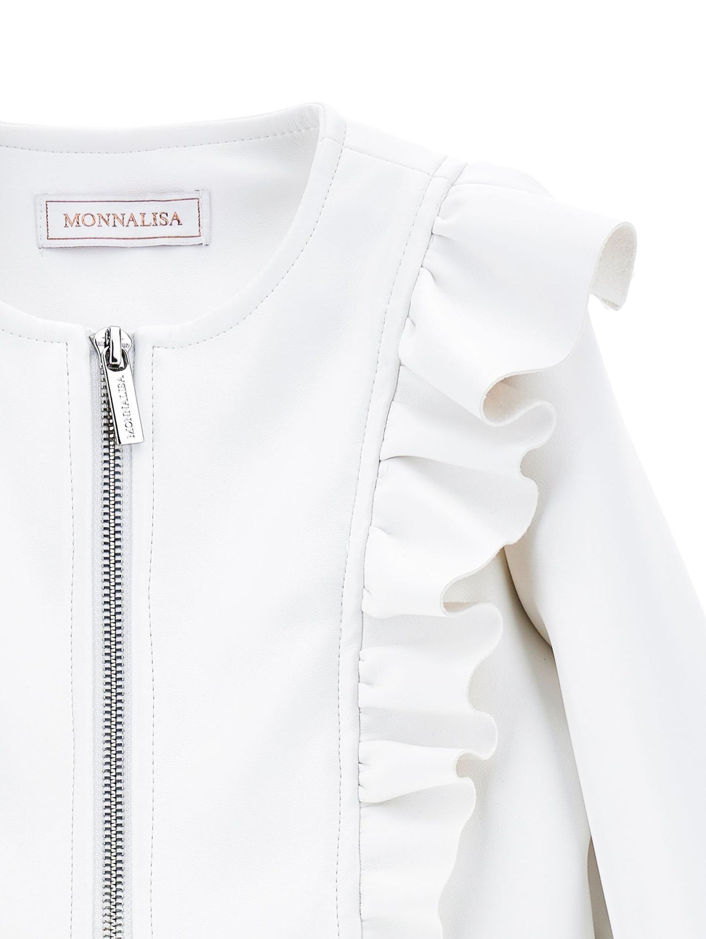 Coated fabric jacket with ruffles