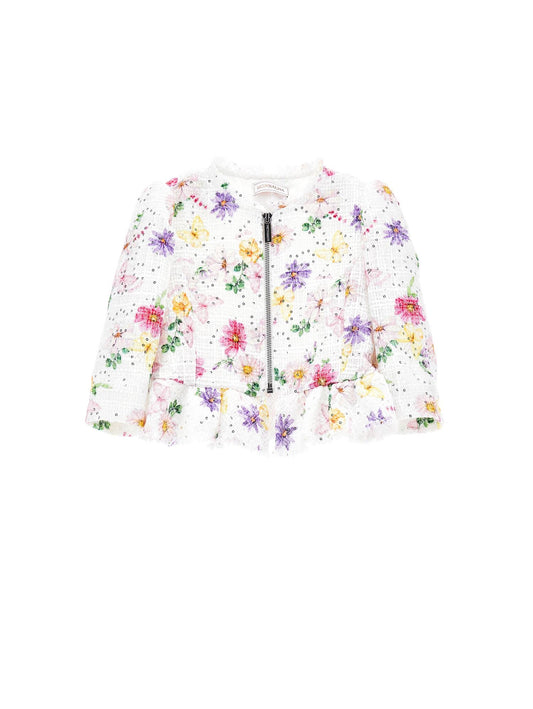 Floral mat stitch jacket