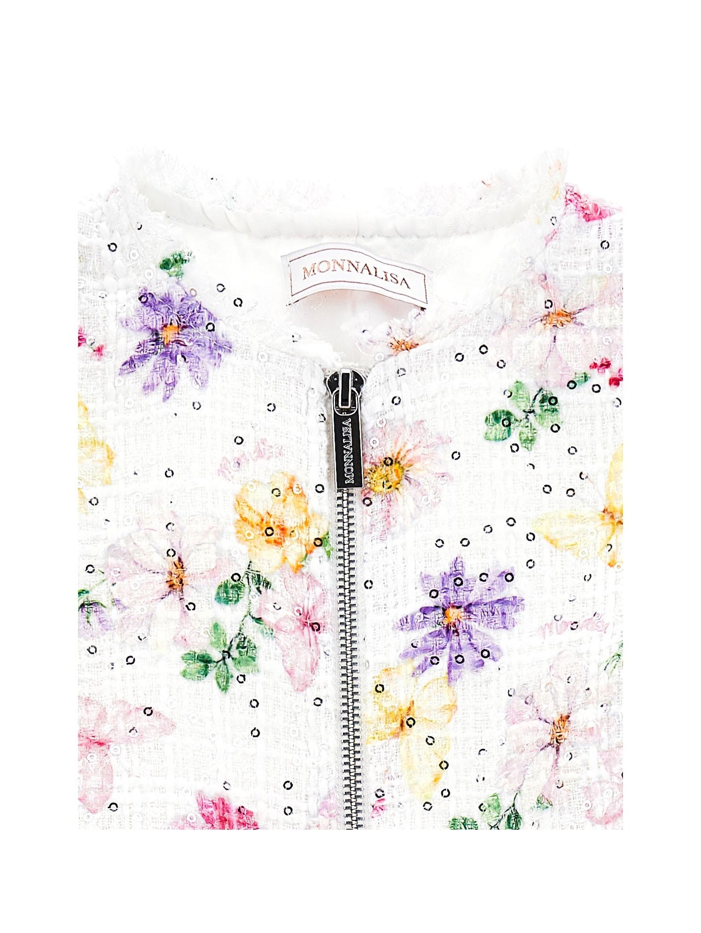 Floral mat stitch jacket