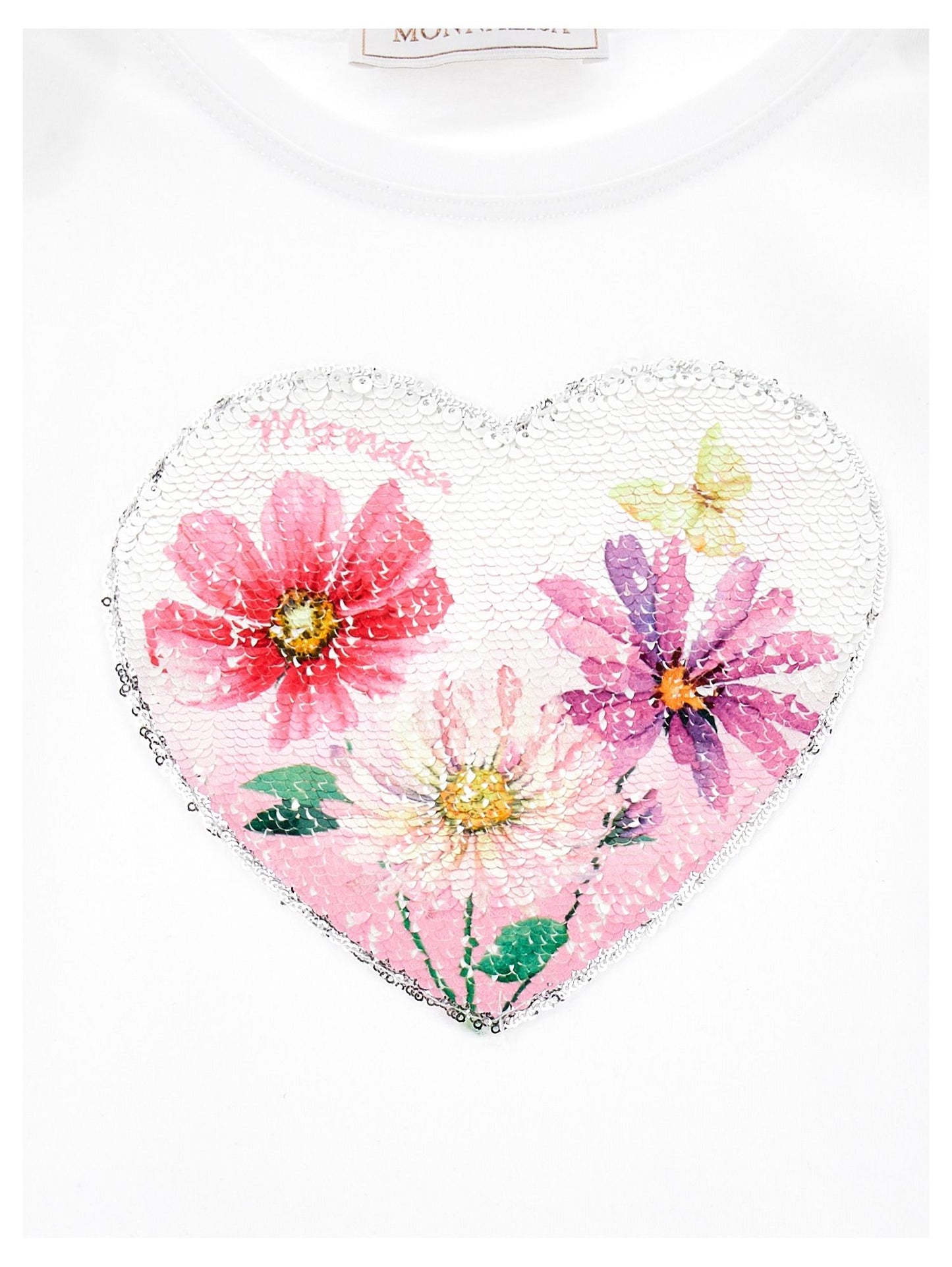 Sequined heart jersey T-shirt