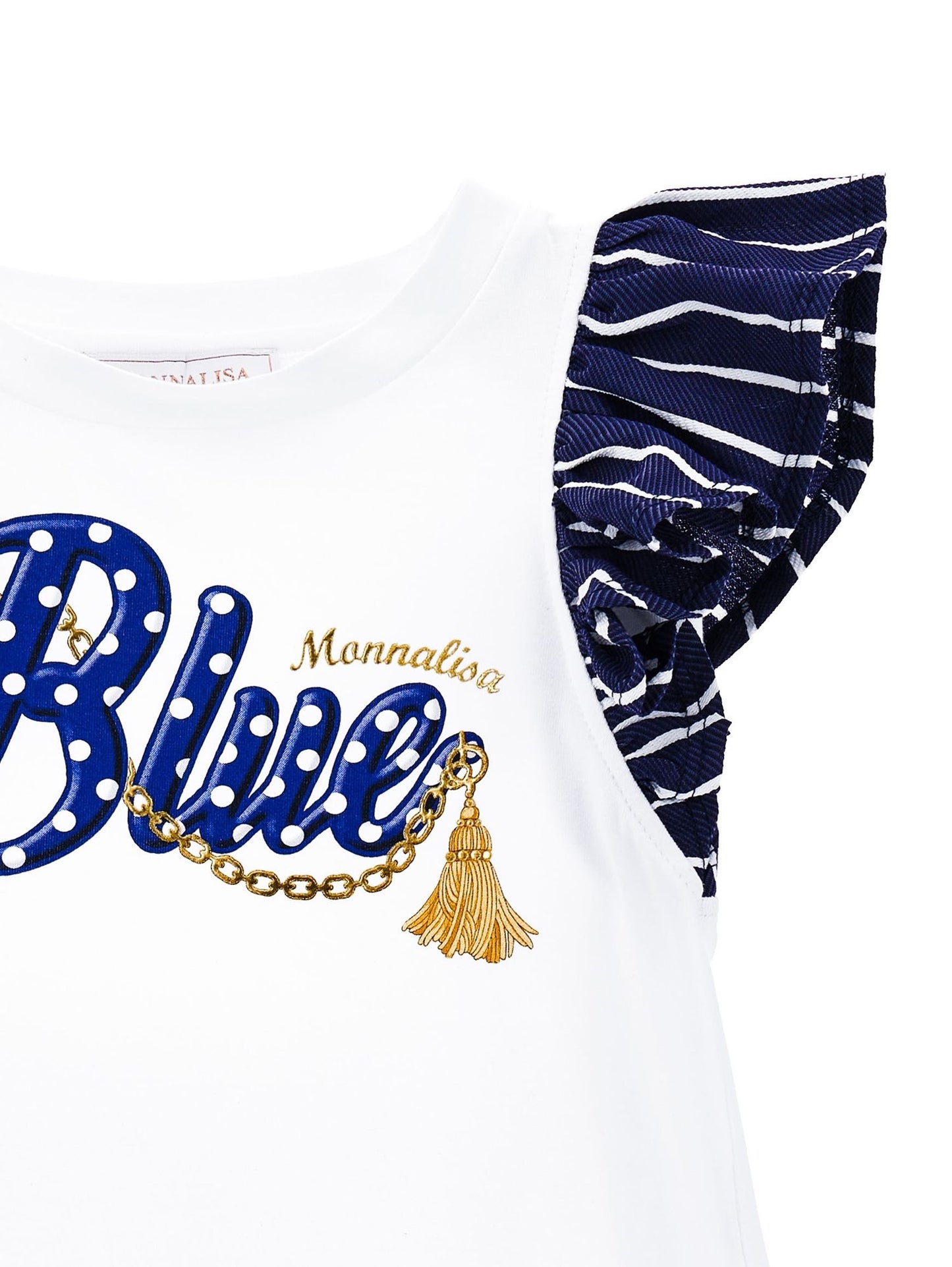 Jersey T-shirt with sailor stripe sleeves