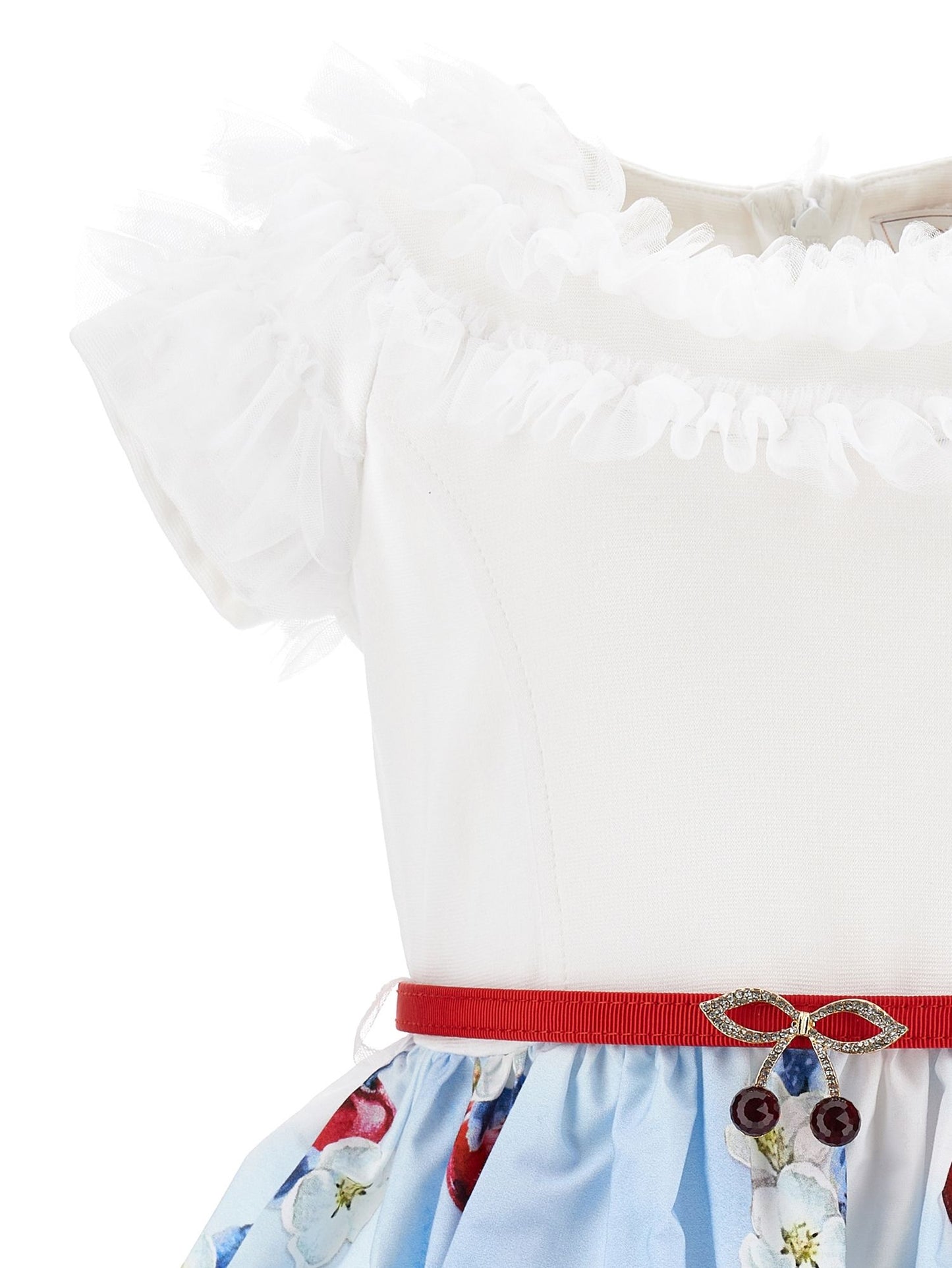 Abito cotone con rouches stampa ciliegie