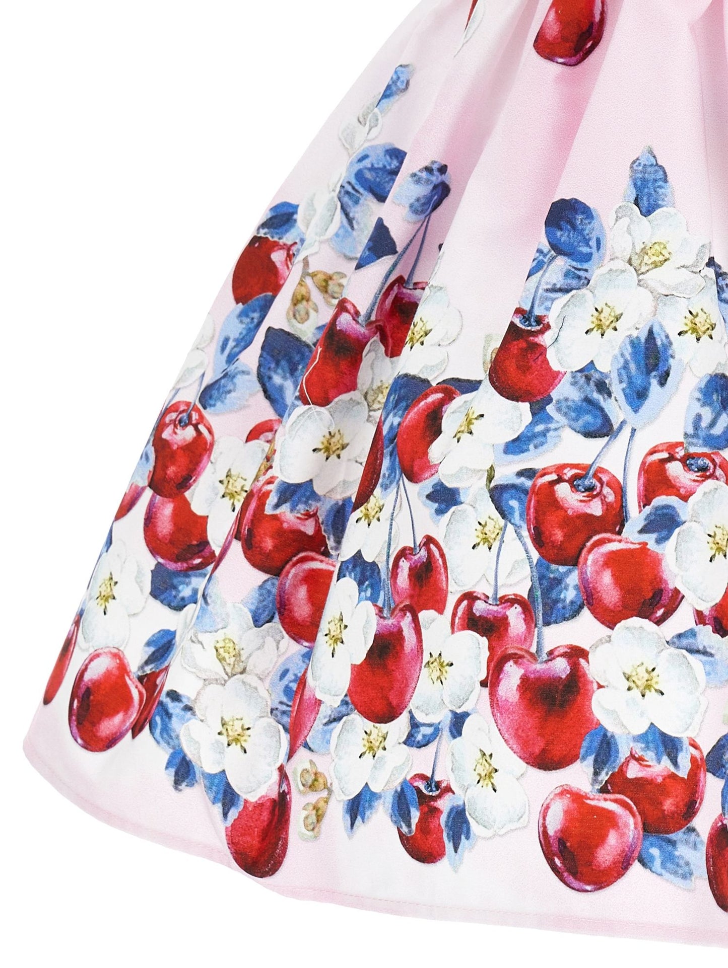 Cotton dress with cherry print ruffles