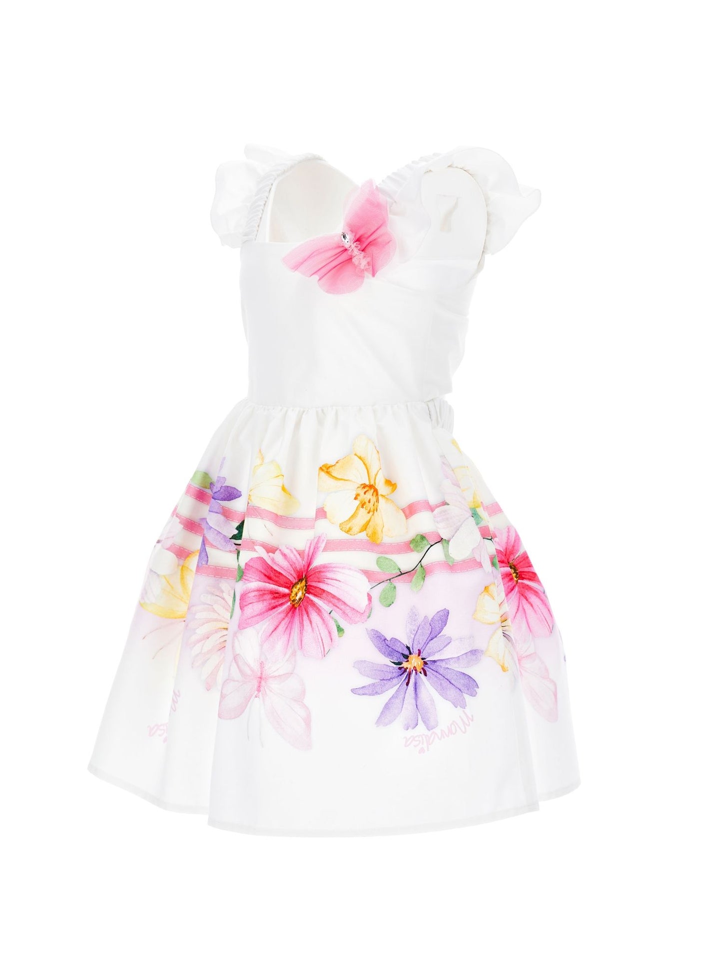 Floral poplin dress with butterfly