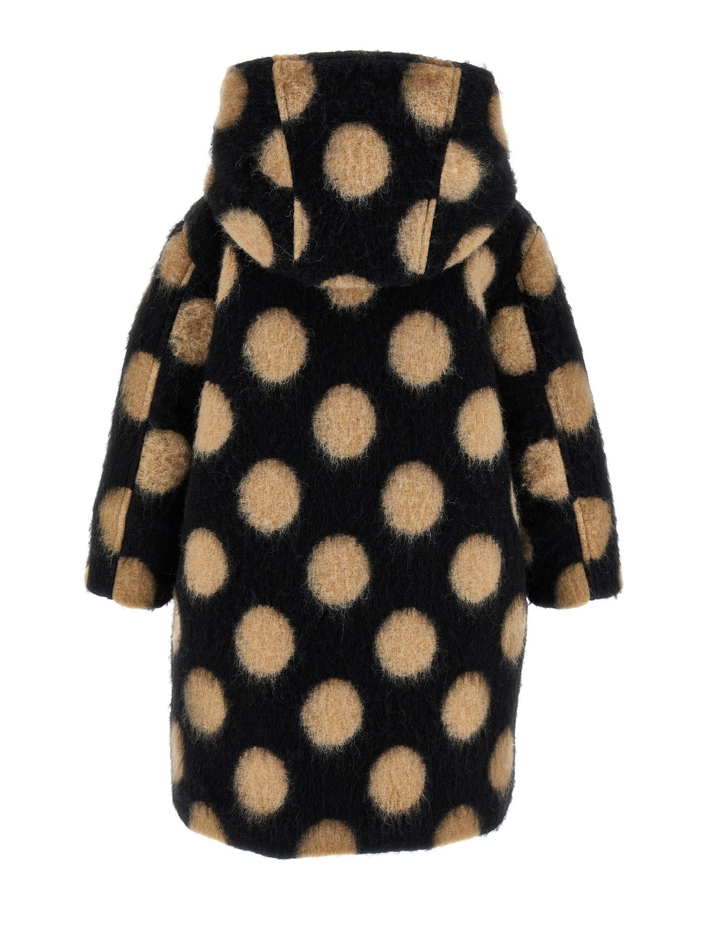 Polka dot boiled wool coat