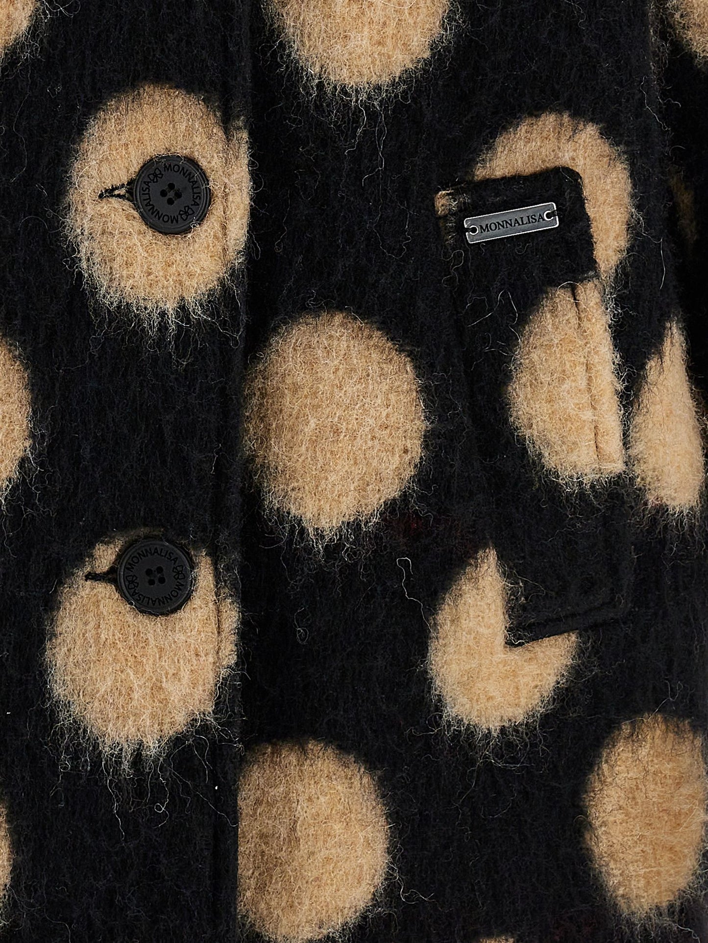 Polka dot boiled wool coat