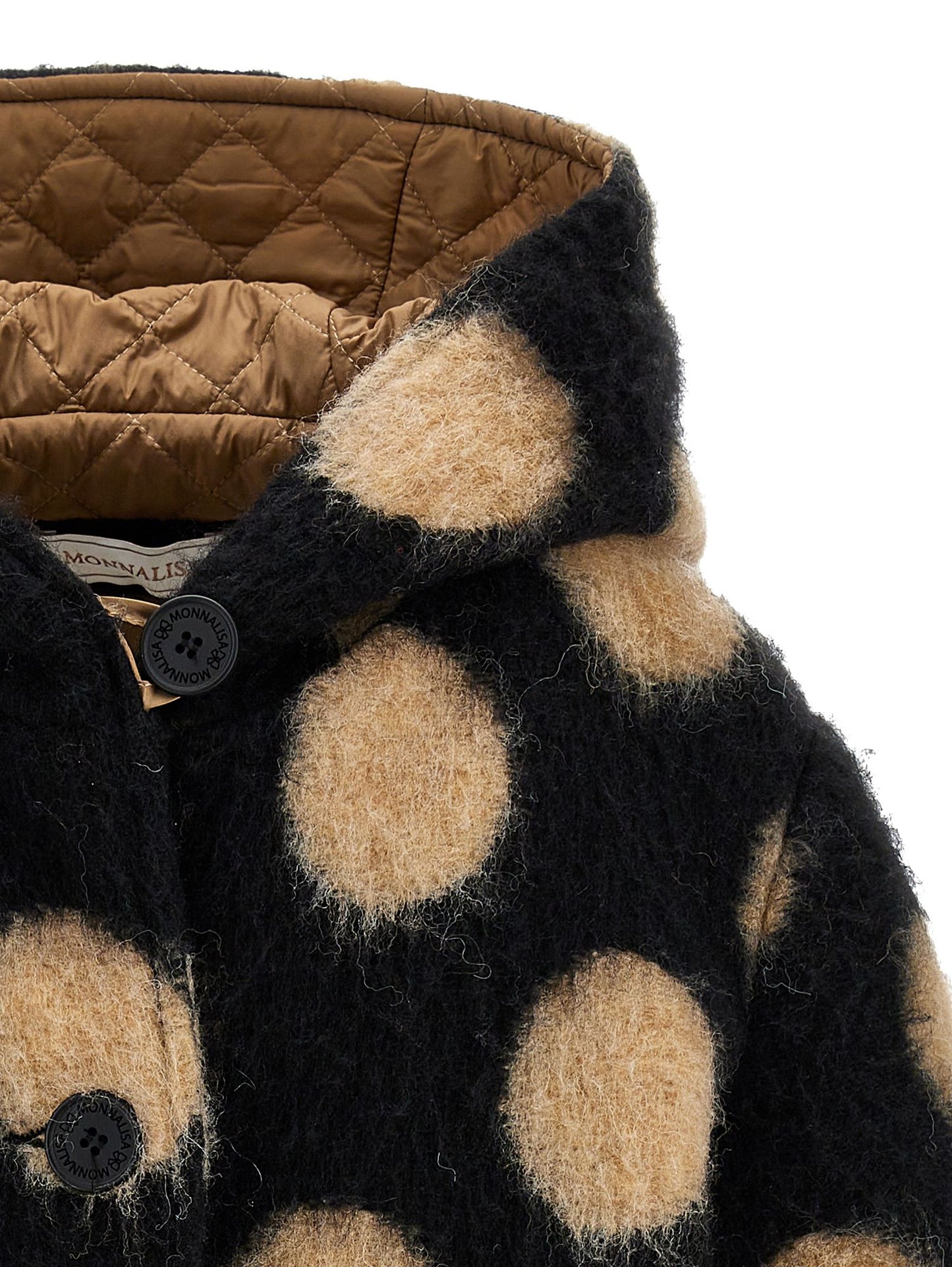 Polka dot boiled wool coat