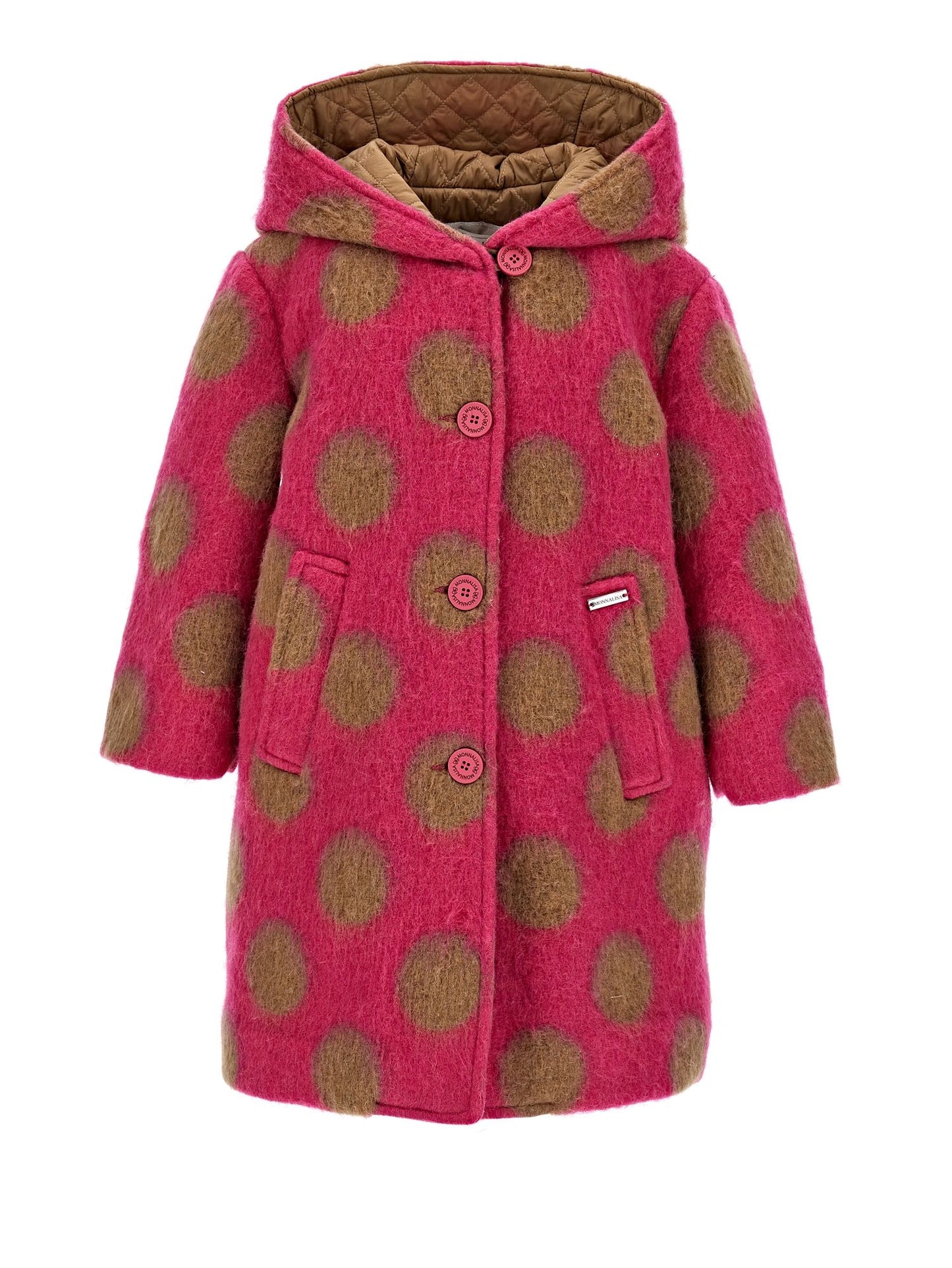 Polka dot boiled wool coat