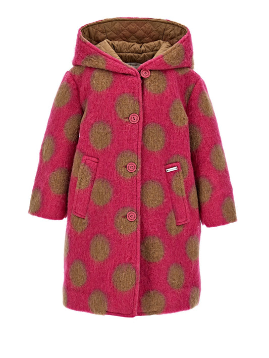 Polka dot boiled wool coat