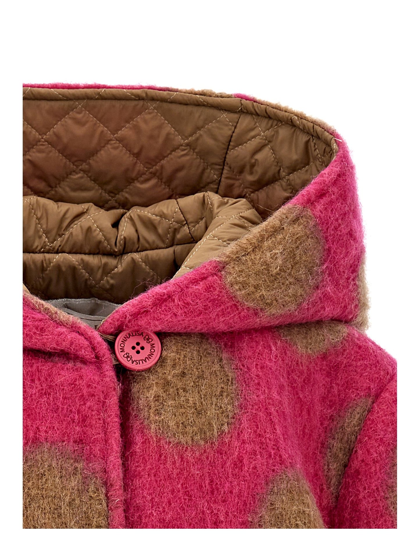 Polka dot boiled wool coat