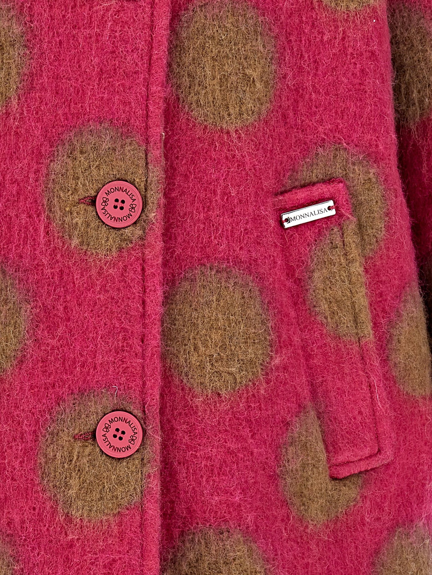 Polka dot boiled wool coat