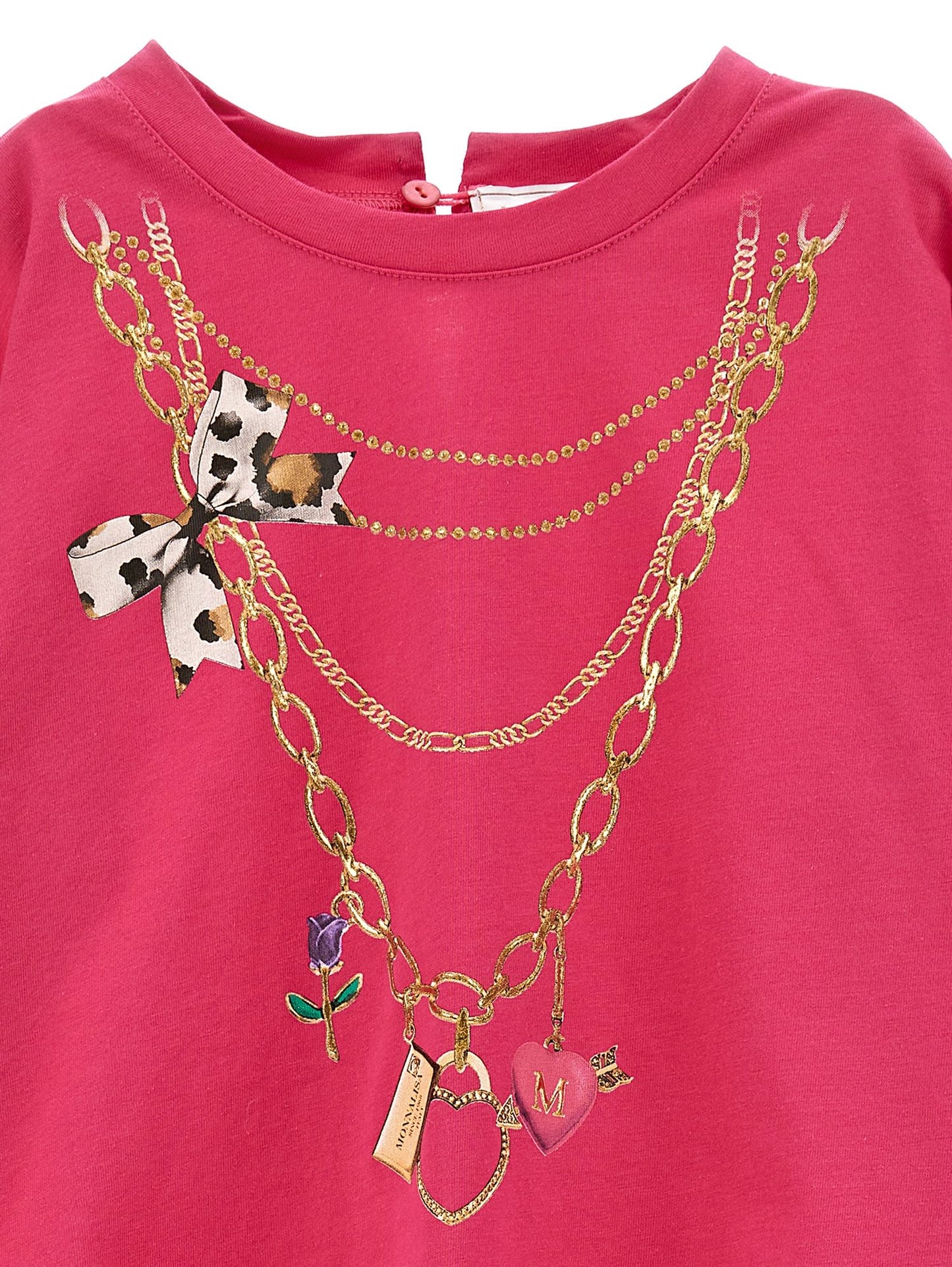 Maxi t-shirt with lurex necklace print
