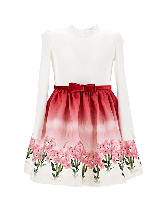 Quilted dress with floral skirt