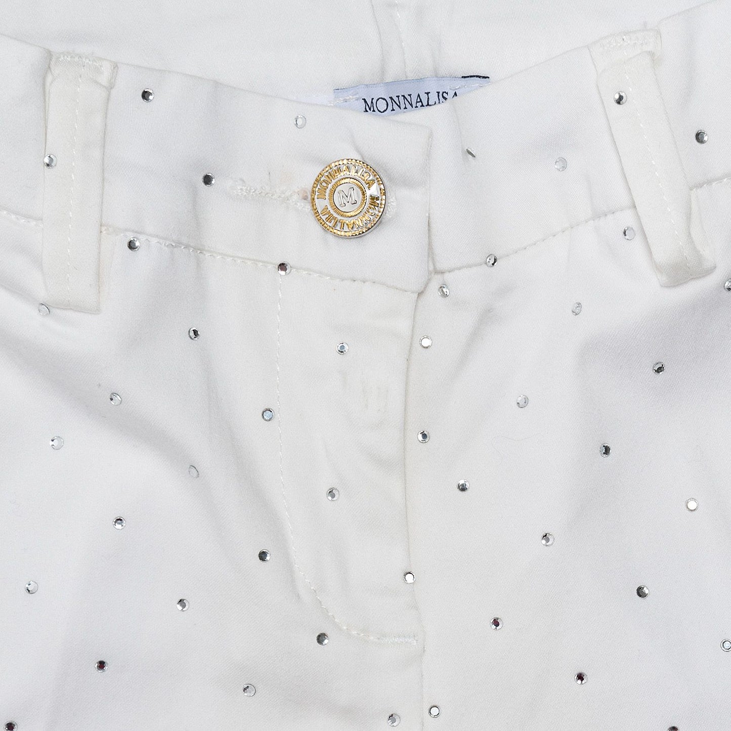 Satin trousers with rhinestones
