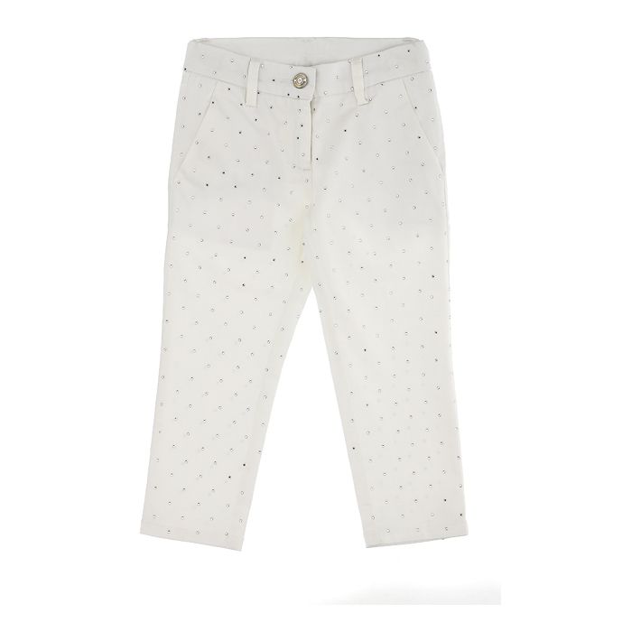 Trousers with allover rhinestones