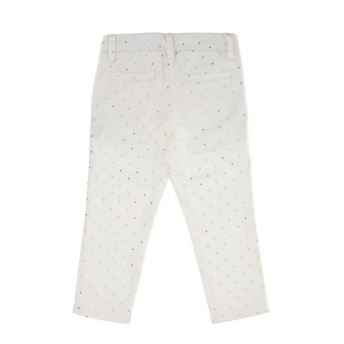 Trousers with allover rhinestones