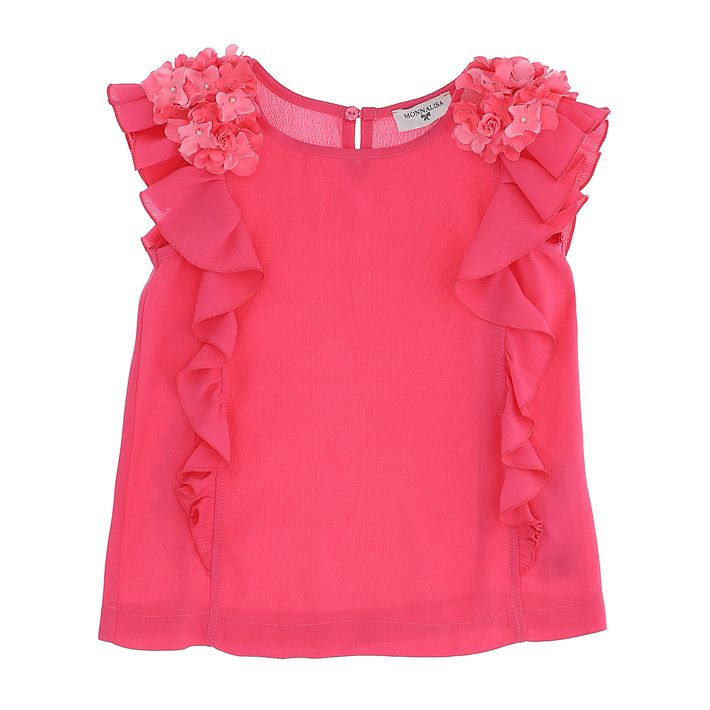 Blusa con fiori e rouche