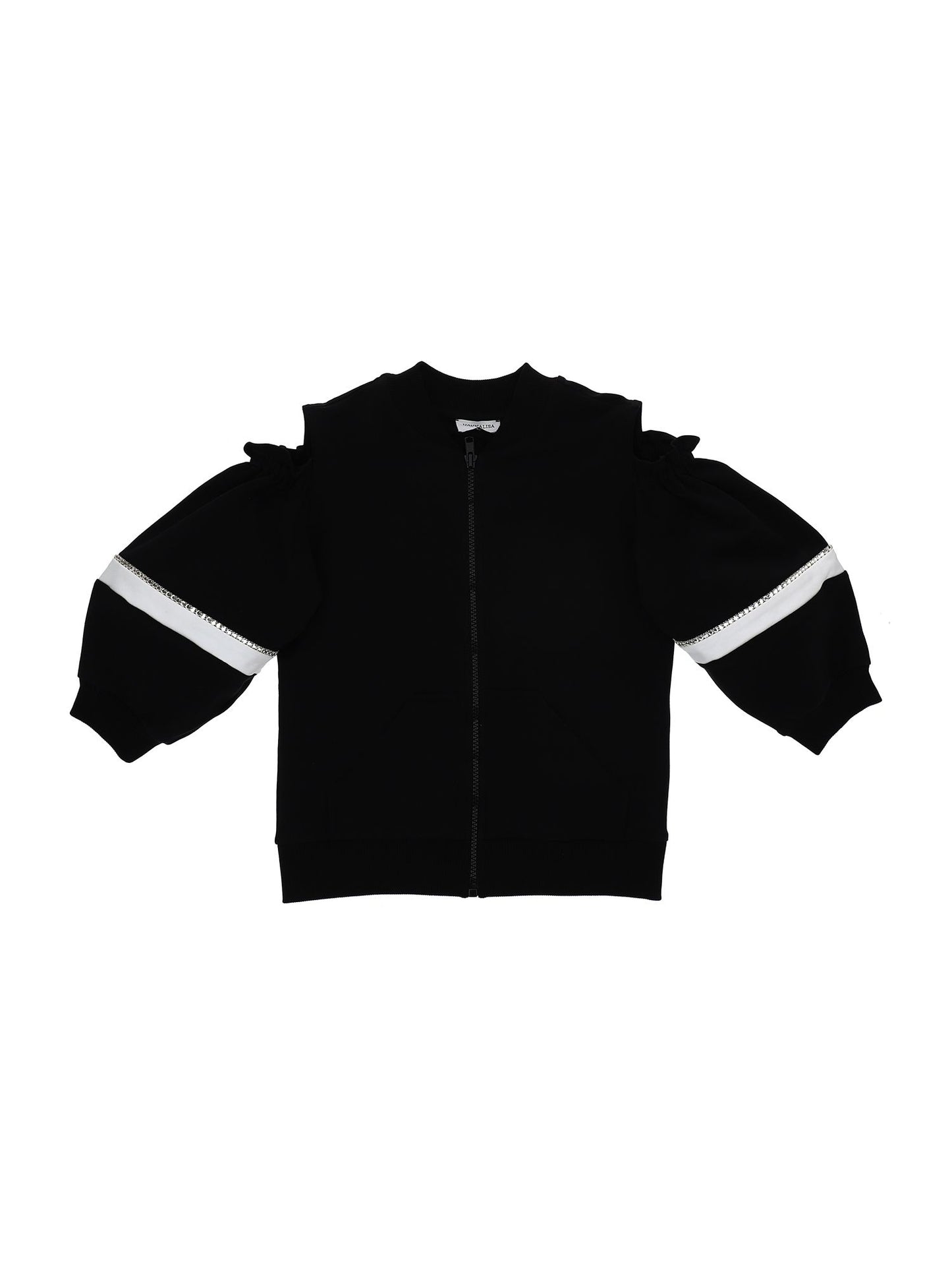 Two-tone short sweatshirt with zip