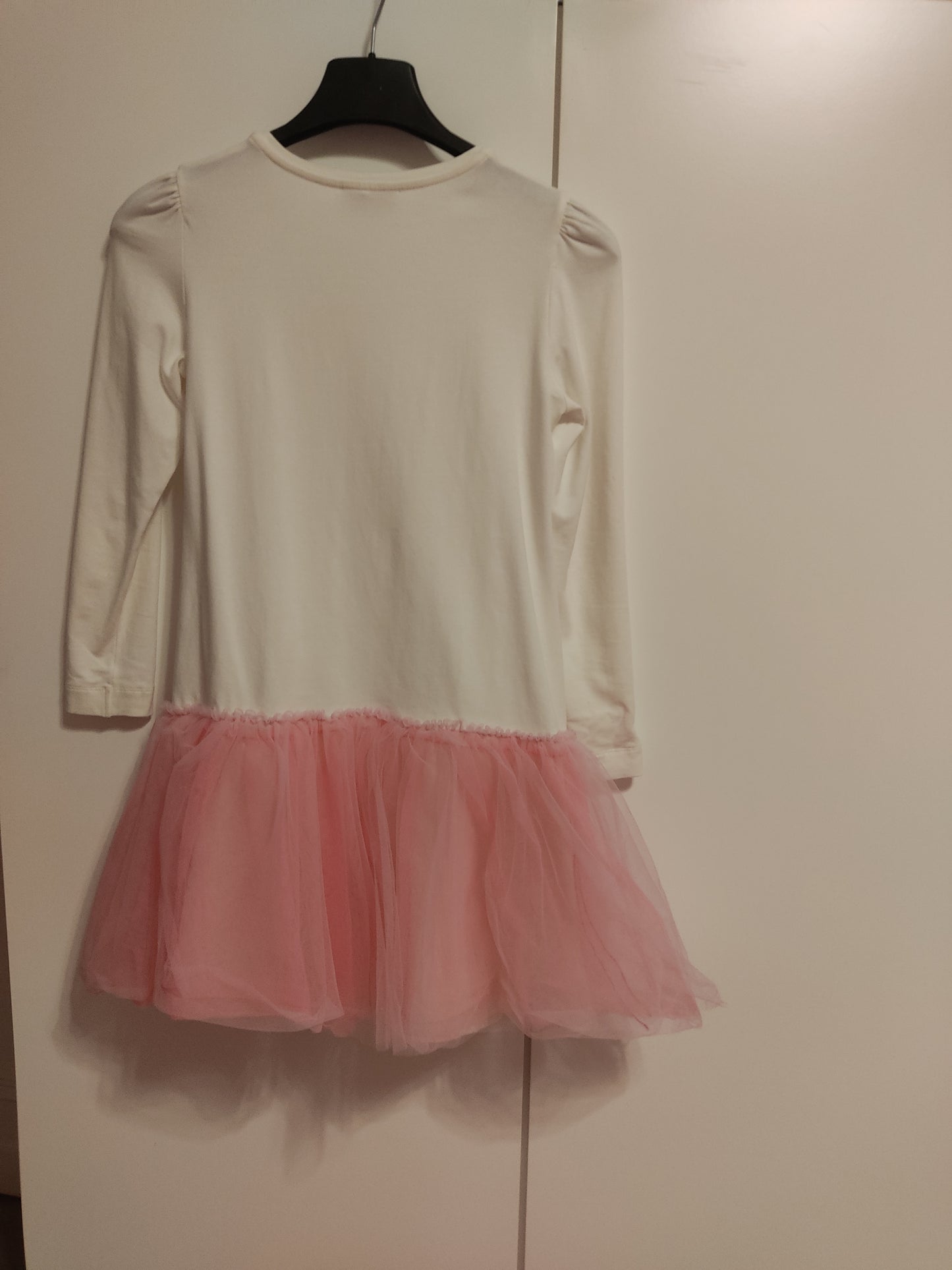 Cotton and tulle dress with teddy bear print