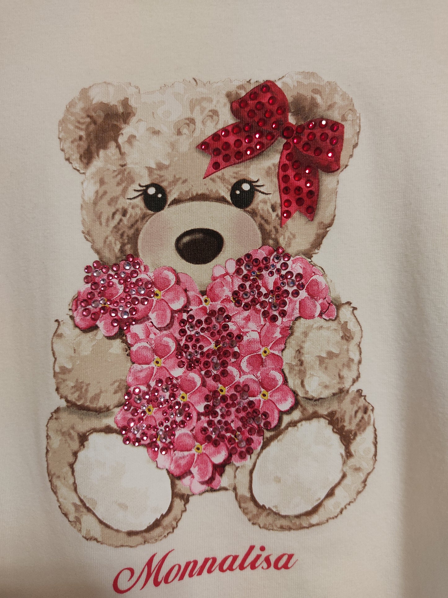 Cotton and tulle dress with teddy bear print