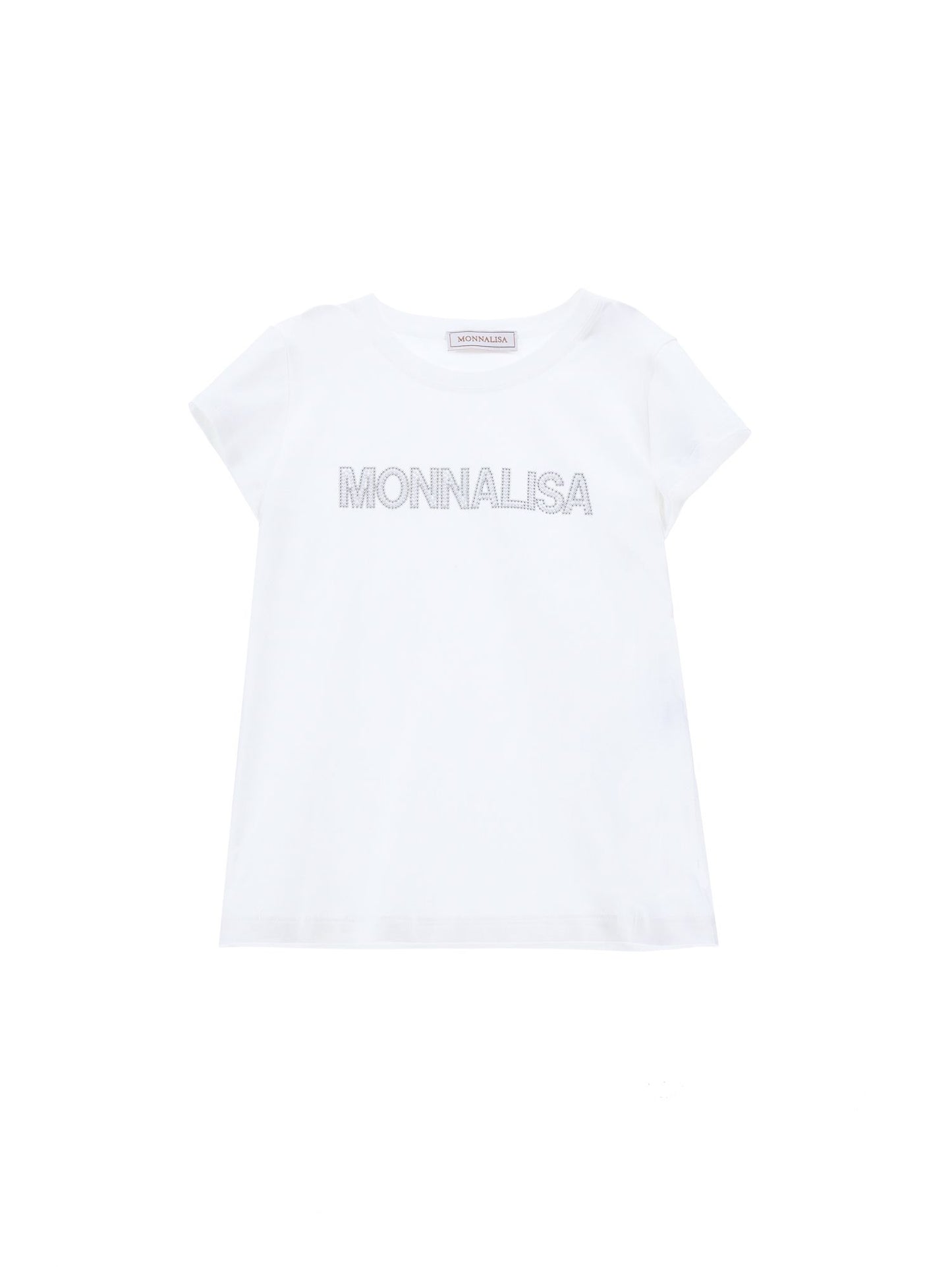Cotton T-shirt with rhinestone logo