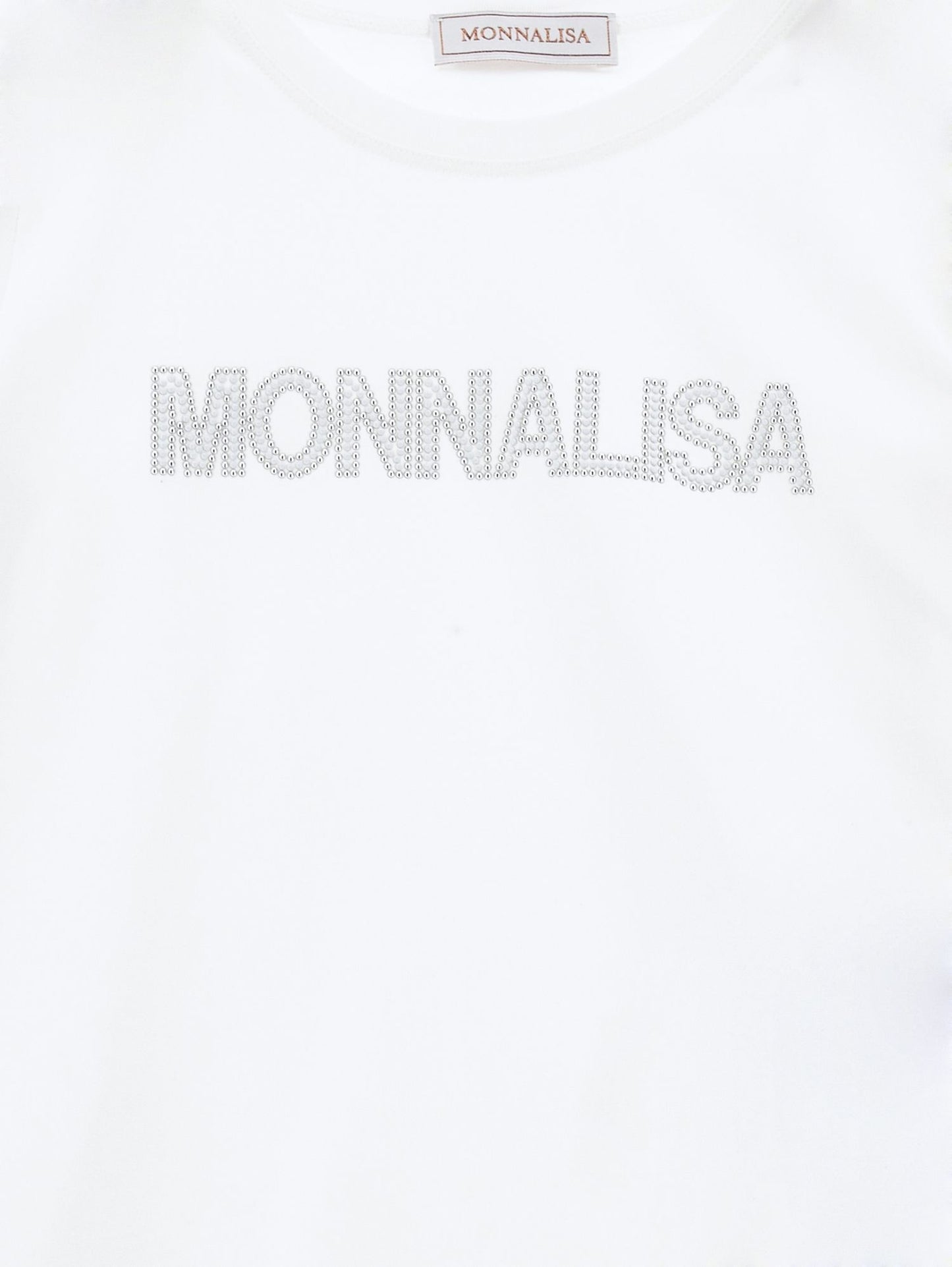 Cotton T-shirt with rhinestone logo