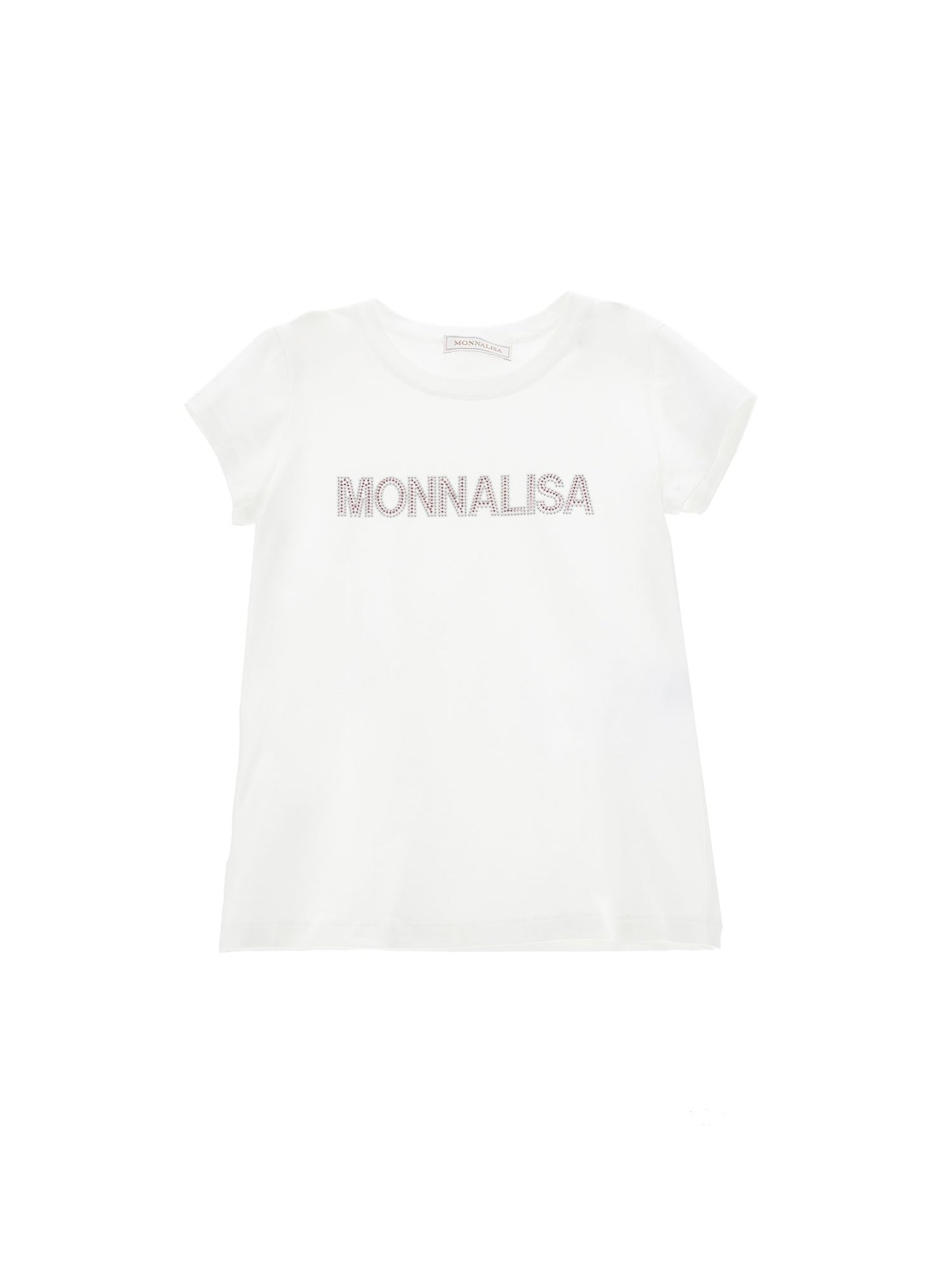 Cotton T-shirt with rhinestone logo