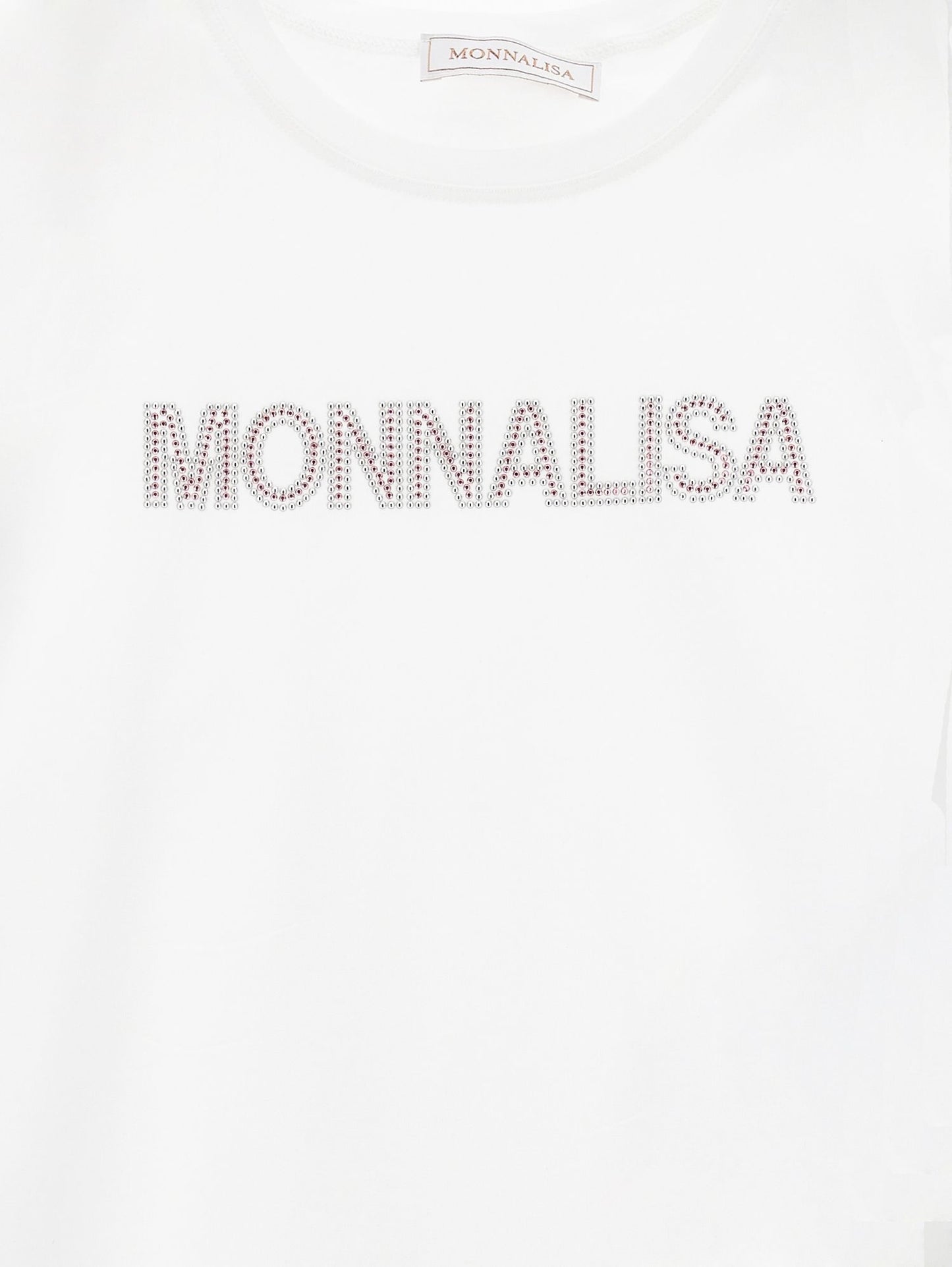 Cotton T-shirt with rhinestone logo