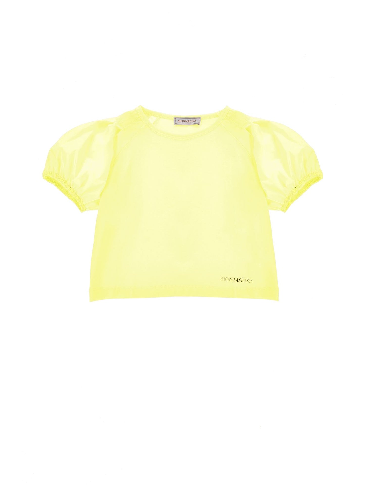 Jersey t-shirt with poplin sleeves