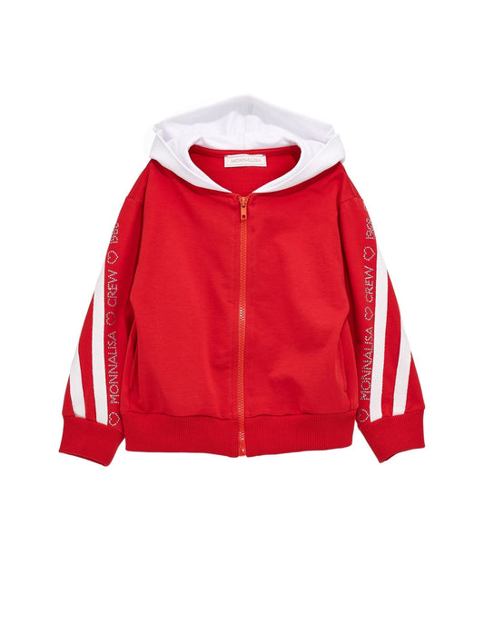 Open sweatshirt with blush sleeves