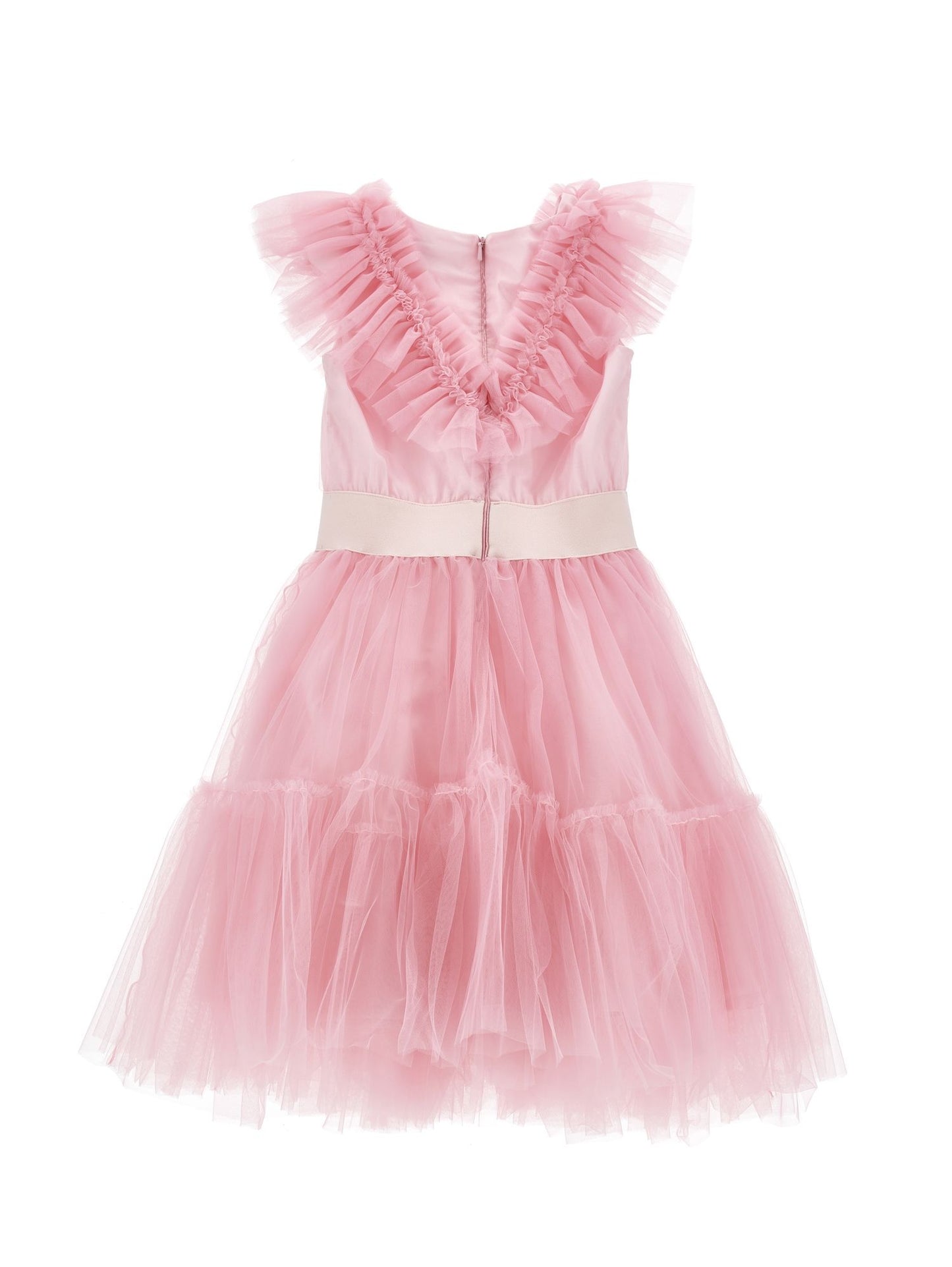 Silk hand tulle dress with rhinestones