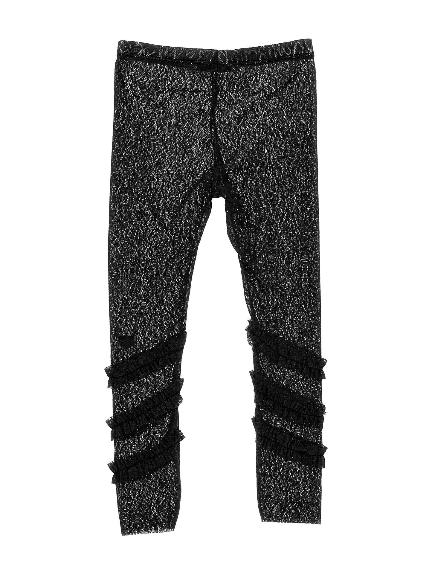 Lace leggings with ruffles