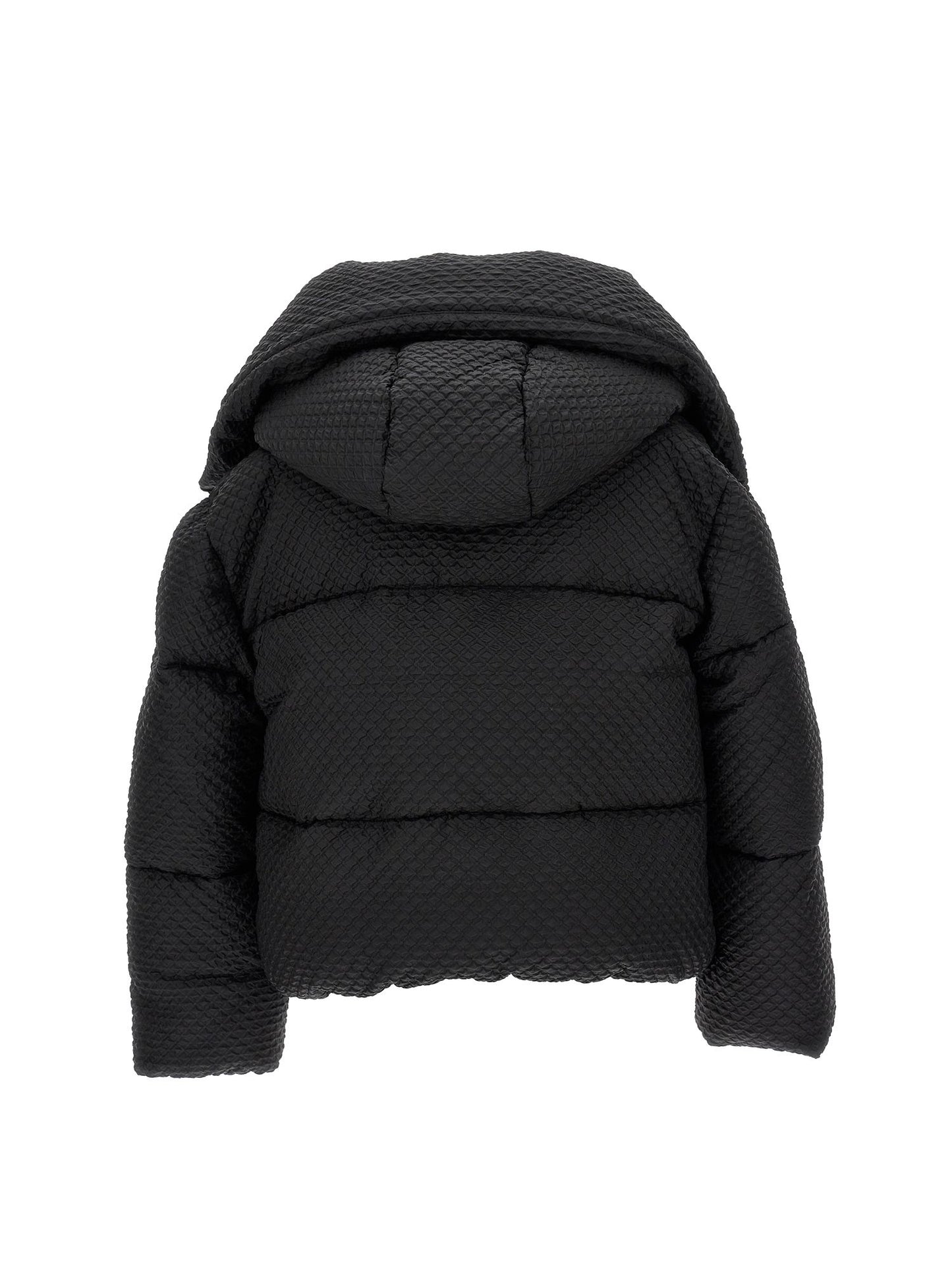 Embossed nylon short down jacket