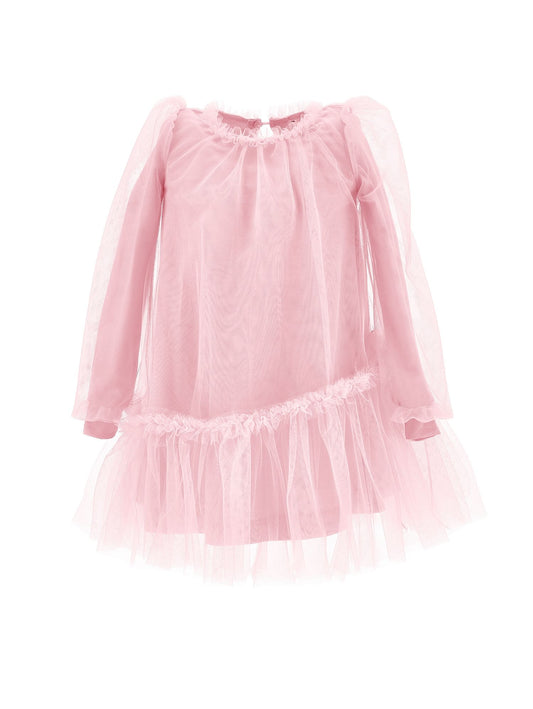 Tulle dress with flared sleeves